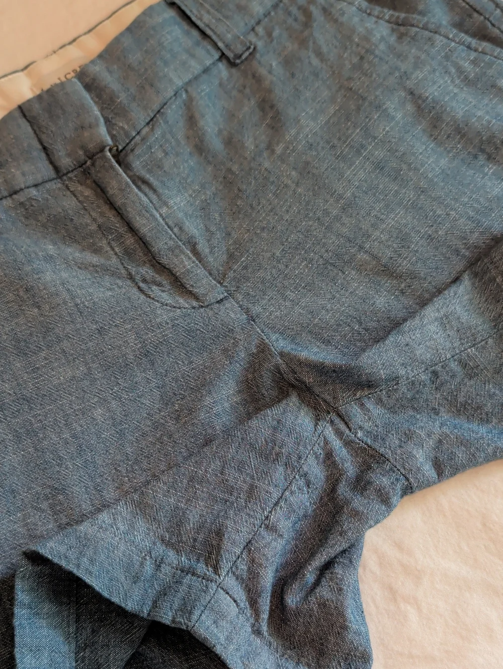 J. Crew Heathered Blue Linen Like 100% Cotton Casual Shorts